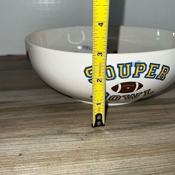 1990 Roman Souper Bowl, Bowl Touch Down Snacks Popcorn Noodles Salad White Green - Picture 9 of 10